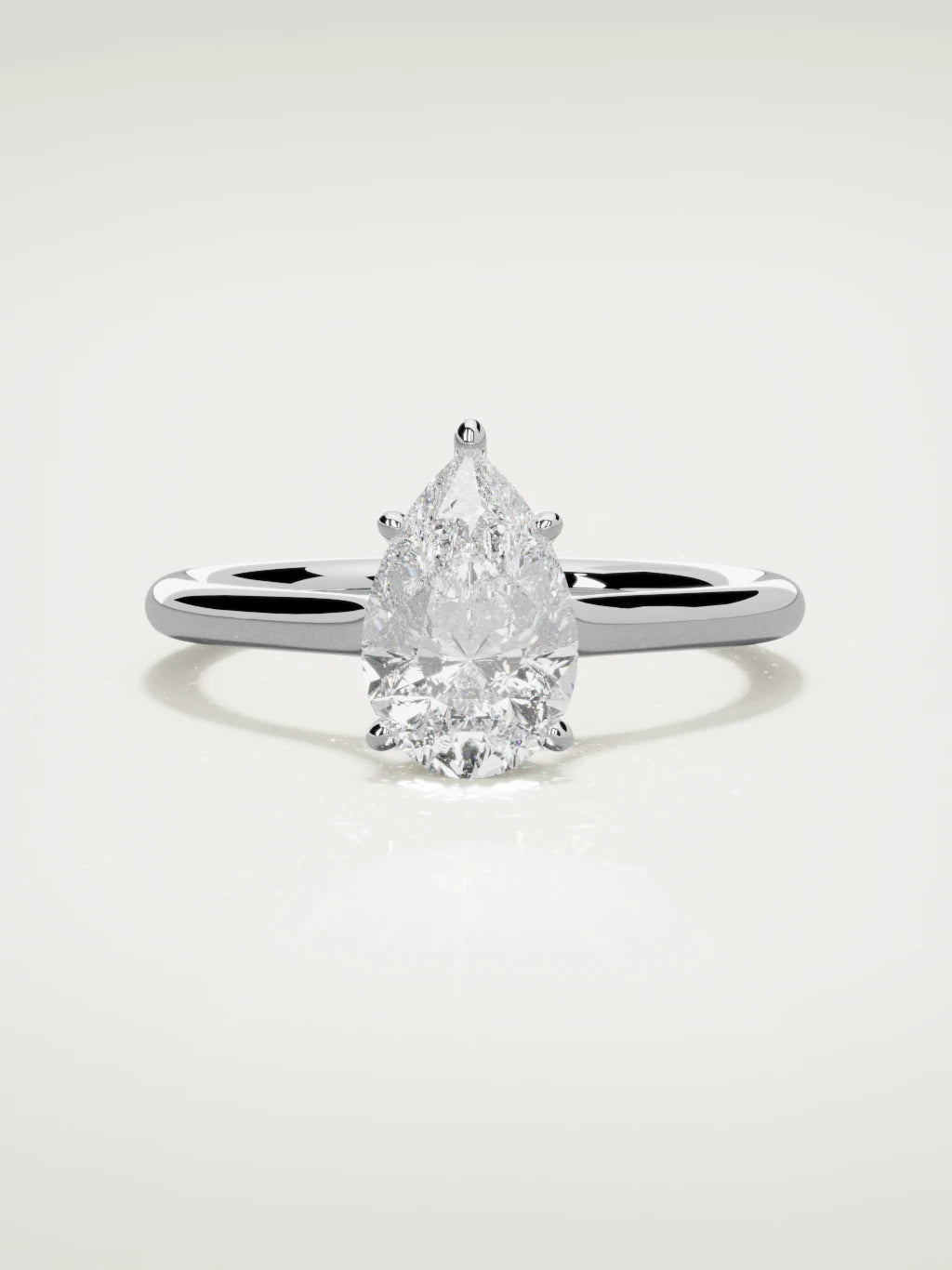The Altar pear-shaped lab-grown diamond solitaire in 14K white gold, front view