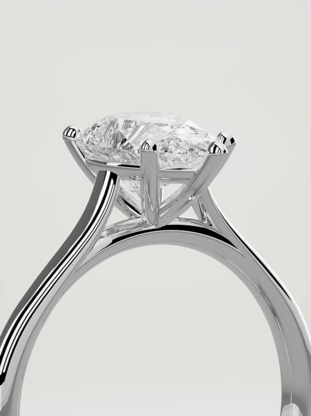 The Altar pear-shaped lab-grown diamond solitaire in 14K white gold, standing three-quarter view