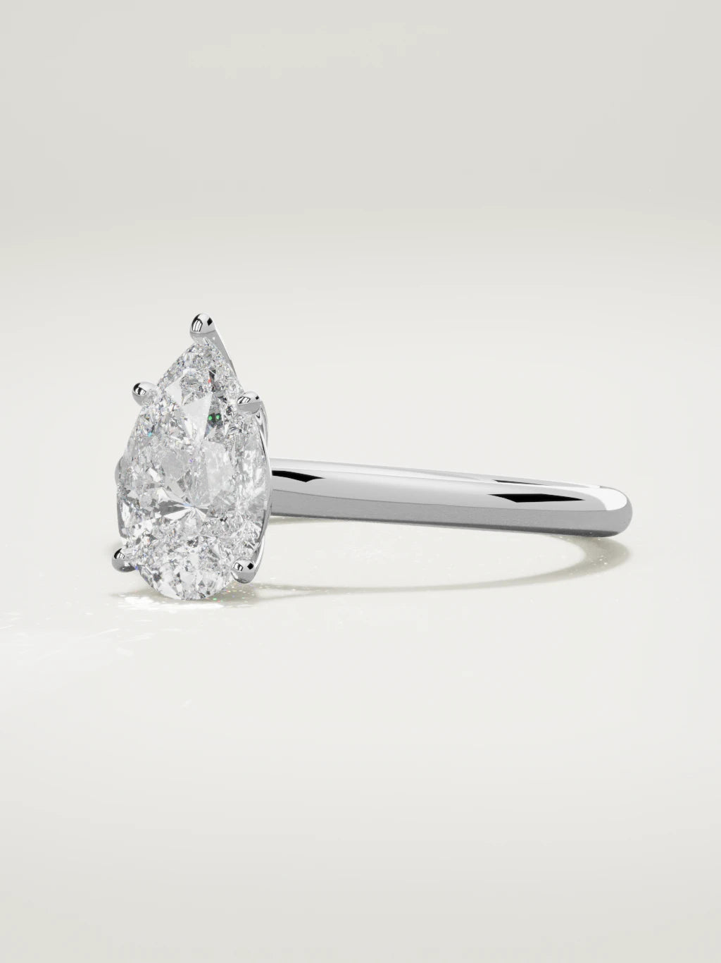 The Altar pear-shaped lab-grown diamond solitaire in 14K white gold, three-quarter view