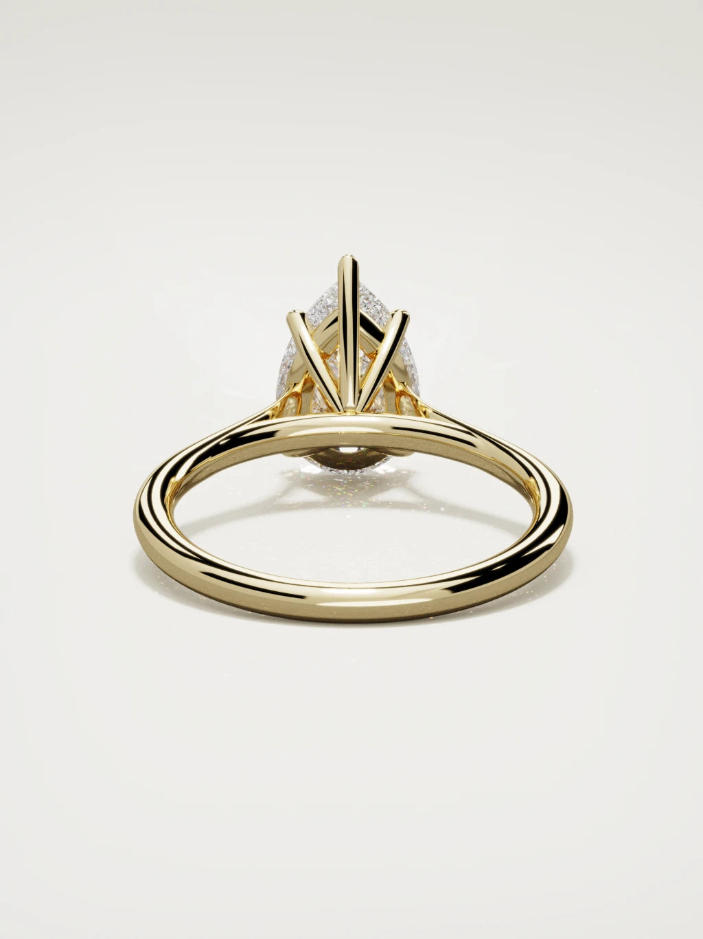 The Altar pear-shaped lab-grown diamond solitaire in 14K yellow gold, back view