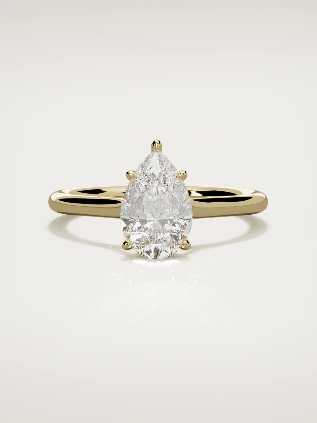 The Altar pear-shaped lab-grown diamond solitaire in 14K yellow gold, front view