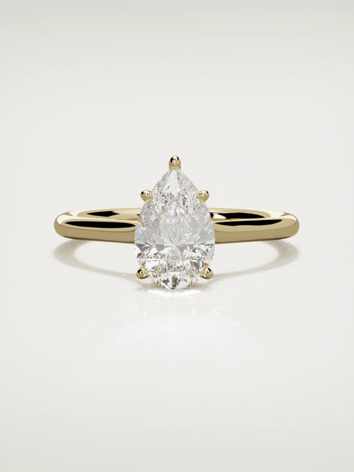 The Altar pear-shaped lab-grown diamond solitaire in 14K yellow gold, front view