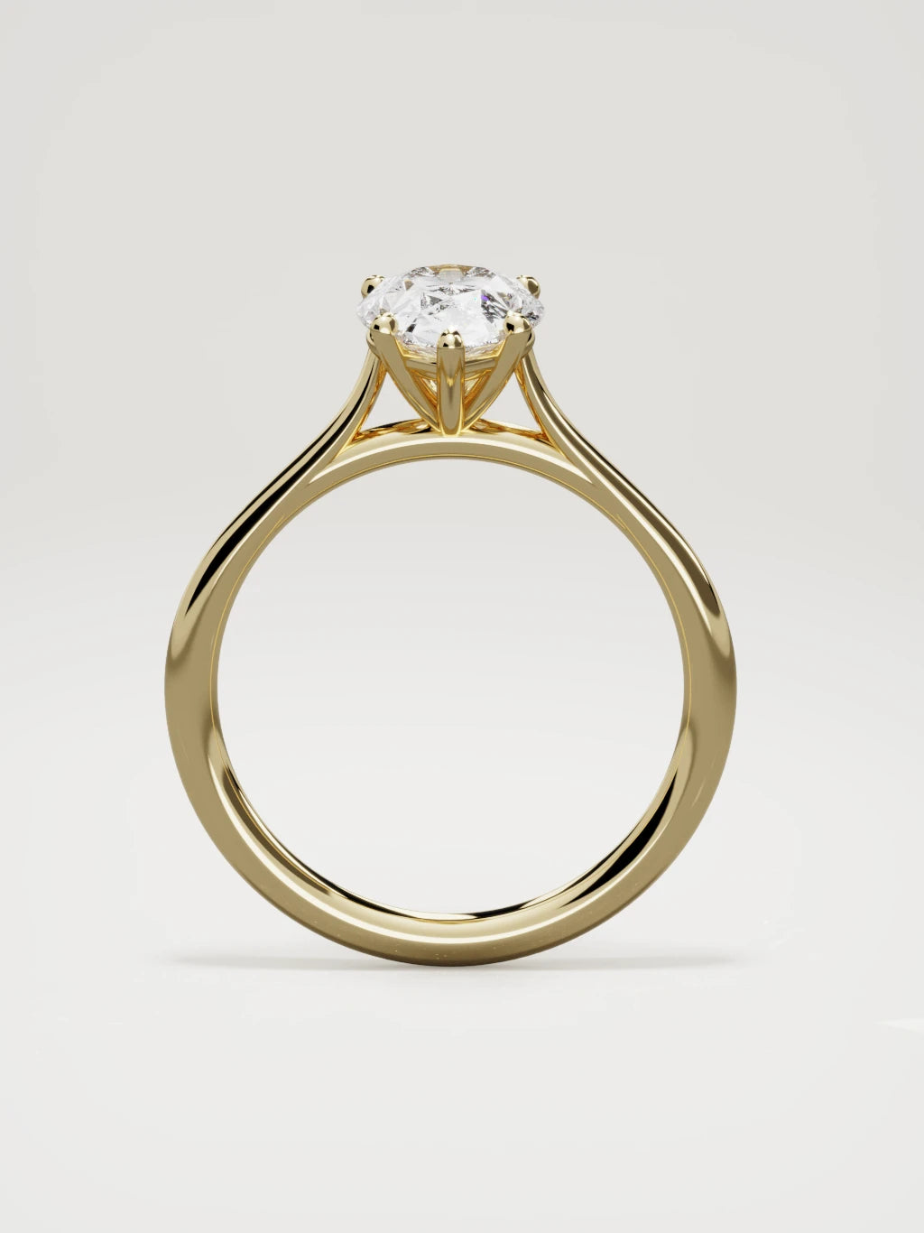 The Altar pear-shaped lab-grown diamond solitaire in 14K yellow gold, standing front view