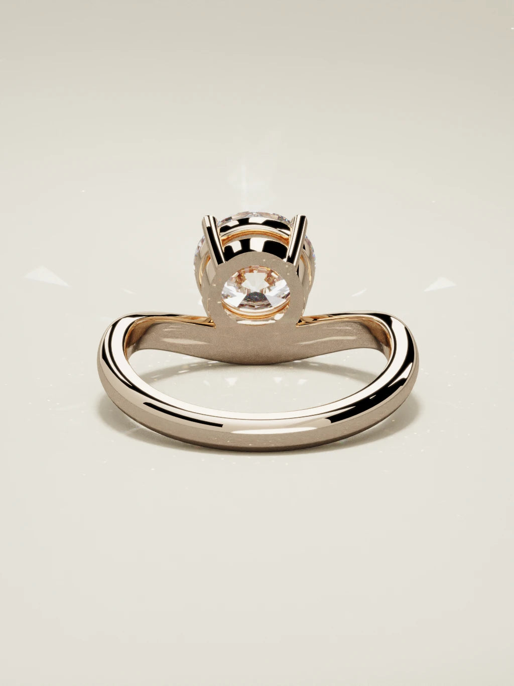 The Arco round lab-grown diamond solitaire in 14K rose gold, back view