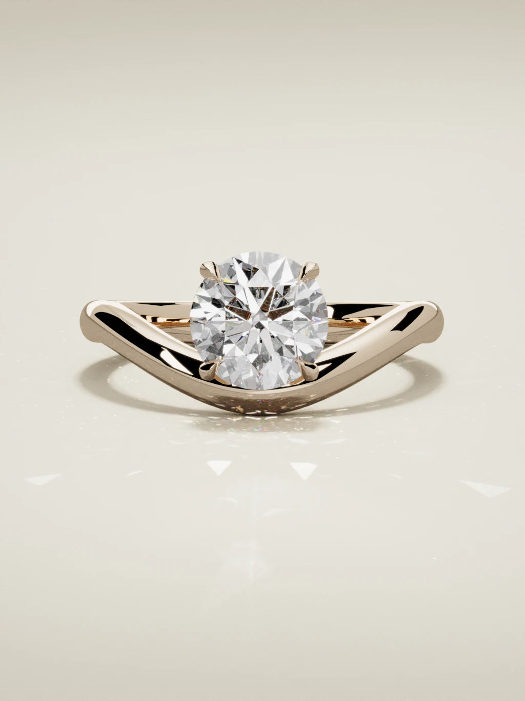 The Arco round lab-grown diamond solitaire in 14K rose gold, front view