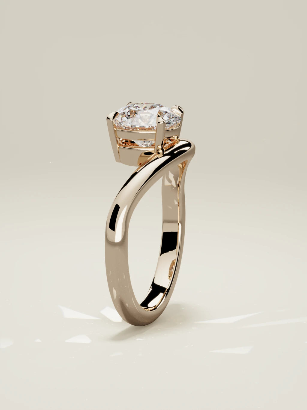 The Arco round lab-grown diamond solitaire in 14K rose gold, standing front view