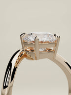 The Arco round lab-grown diamond solitaire in 14K rose gold, standing three-quarter view