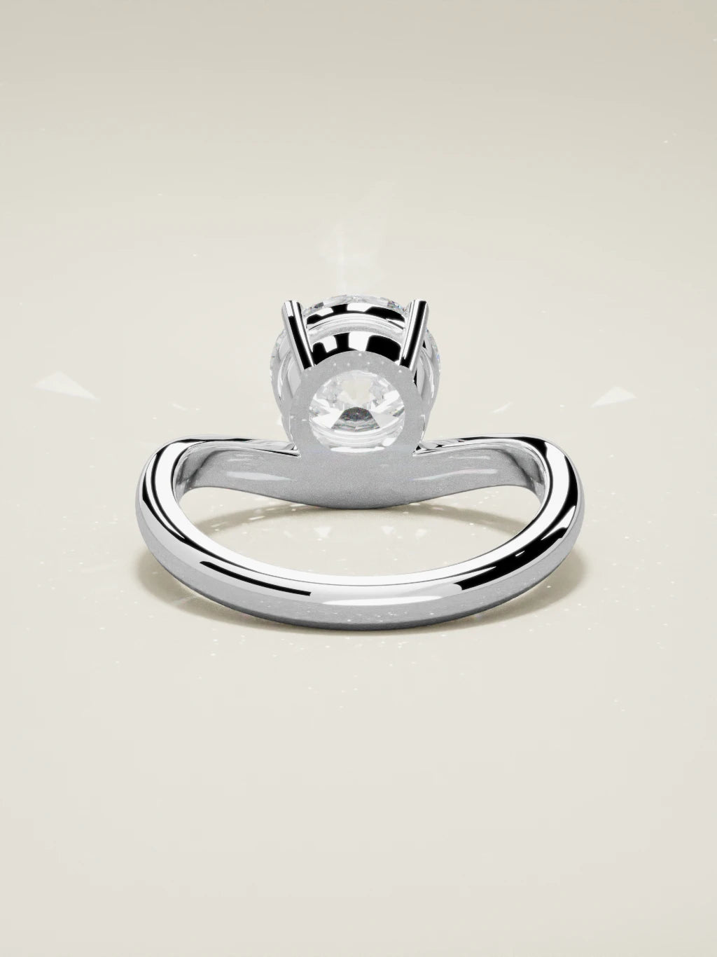 The Arco round lab-grown diamond solitaire in 14K white gold, back view