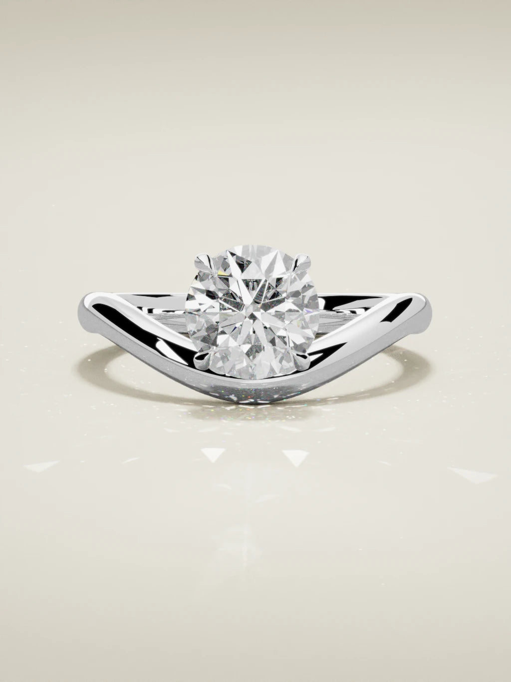 The Arco round lab-grown diamond solitaire in 14K white gold, front view