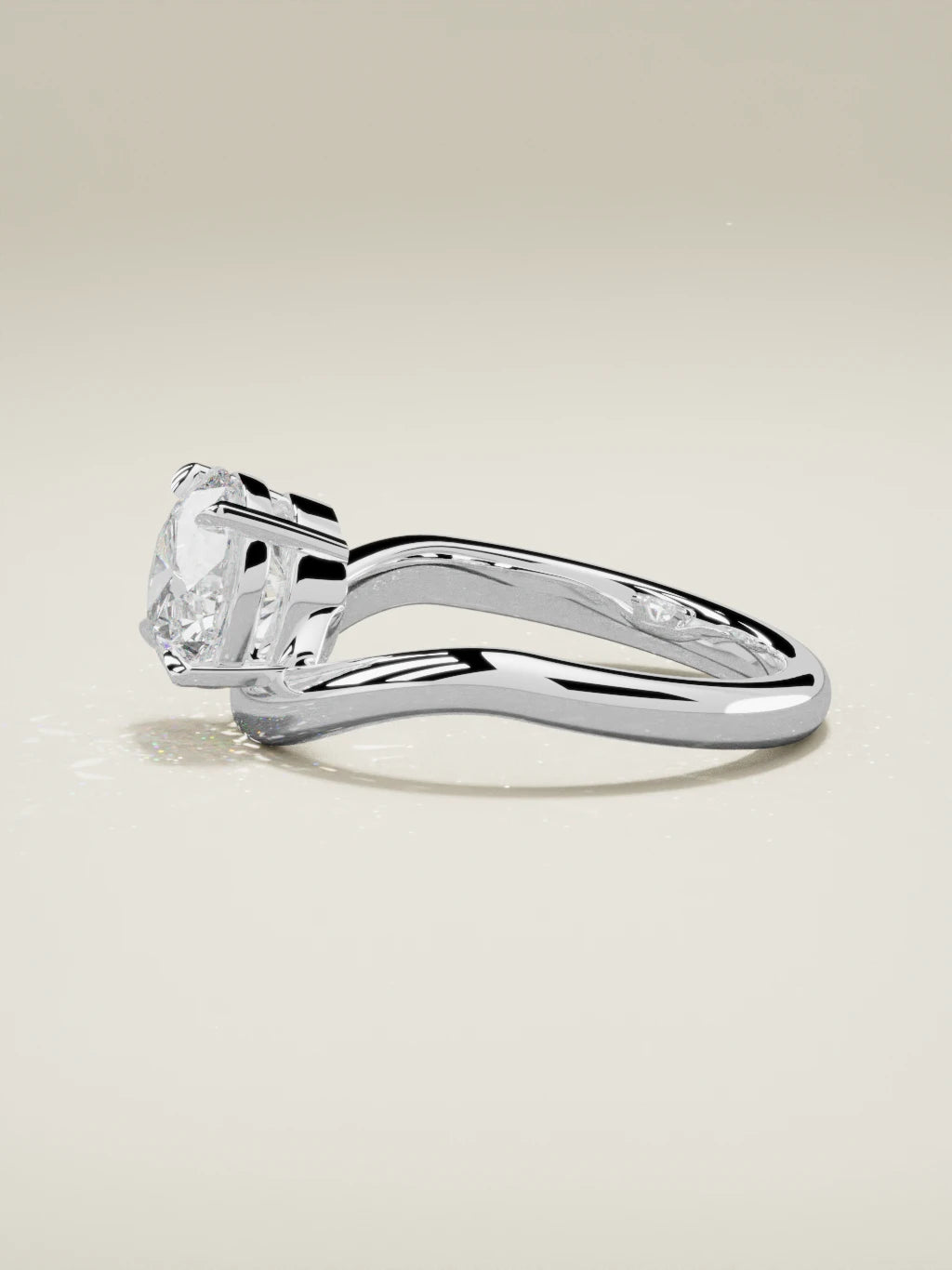 The Arco round lab-grown diamond solitaire in 14K white gold, side view