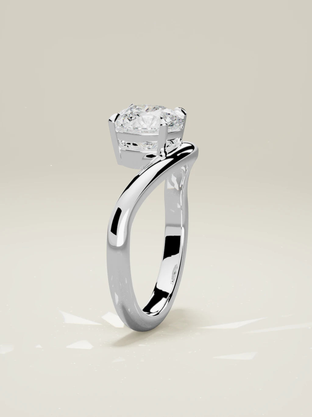 The Arco round lab-grown diamond solitaire in 14K white gold, standing front view