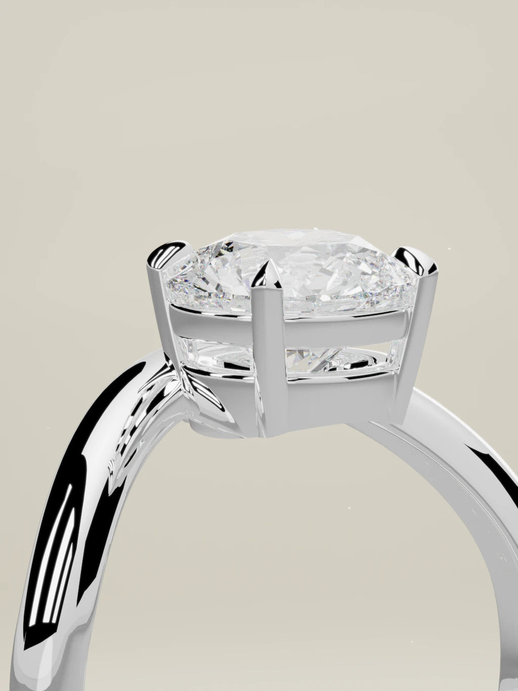 The Arco round lab-grown diamond solitaire in 14K white gold, standing three-quarter view