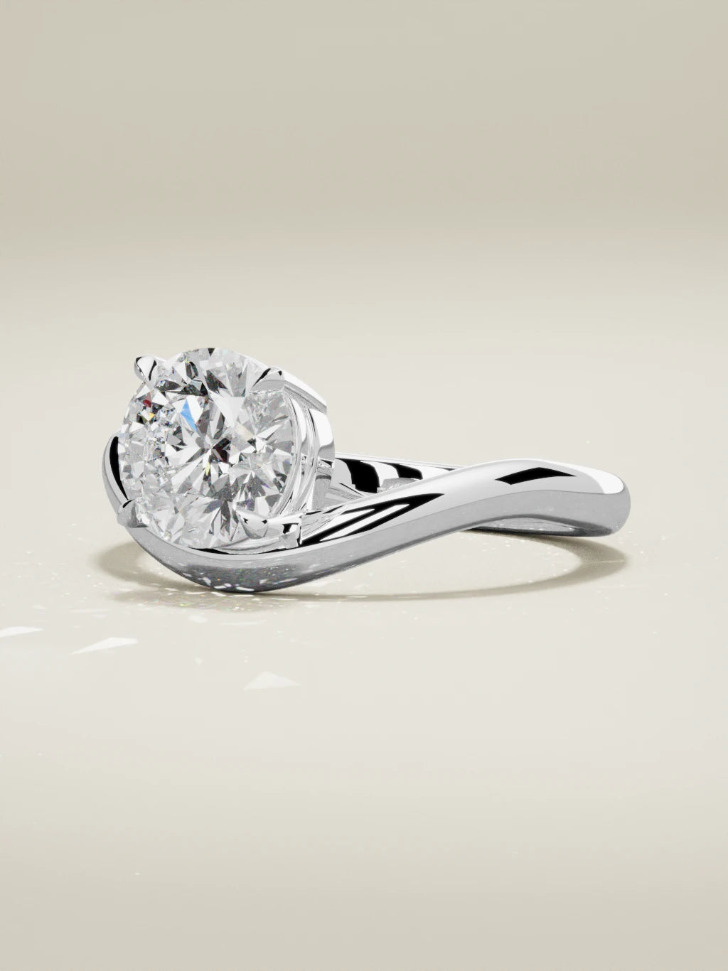 The Arco round lab-grown diamond solitaire in 14K white gold, three-quarter view