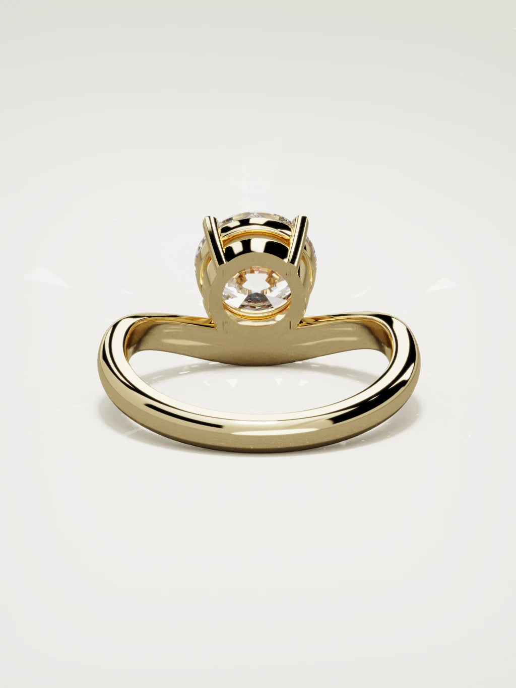 The Arco round lab-grown diamond solitaire in 14K yellow gold, back view