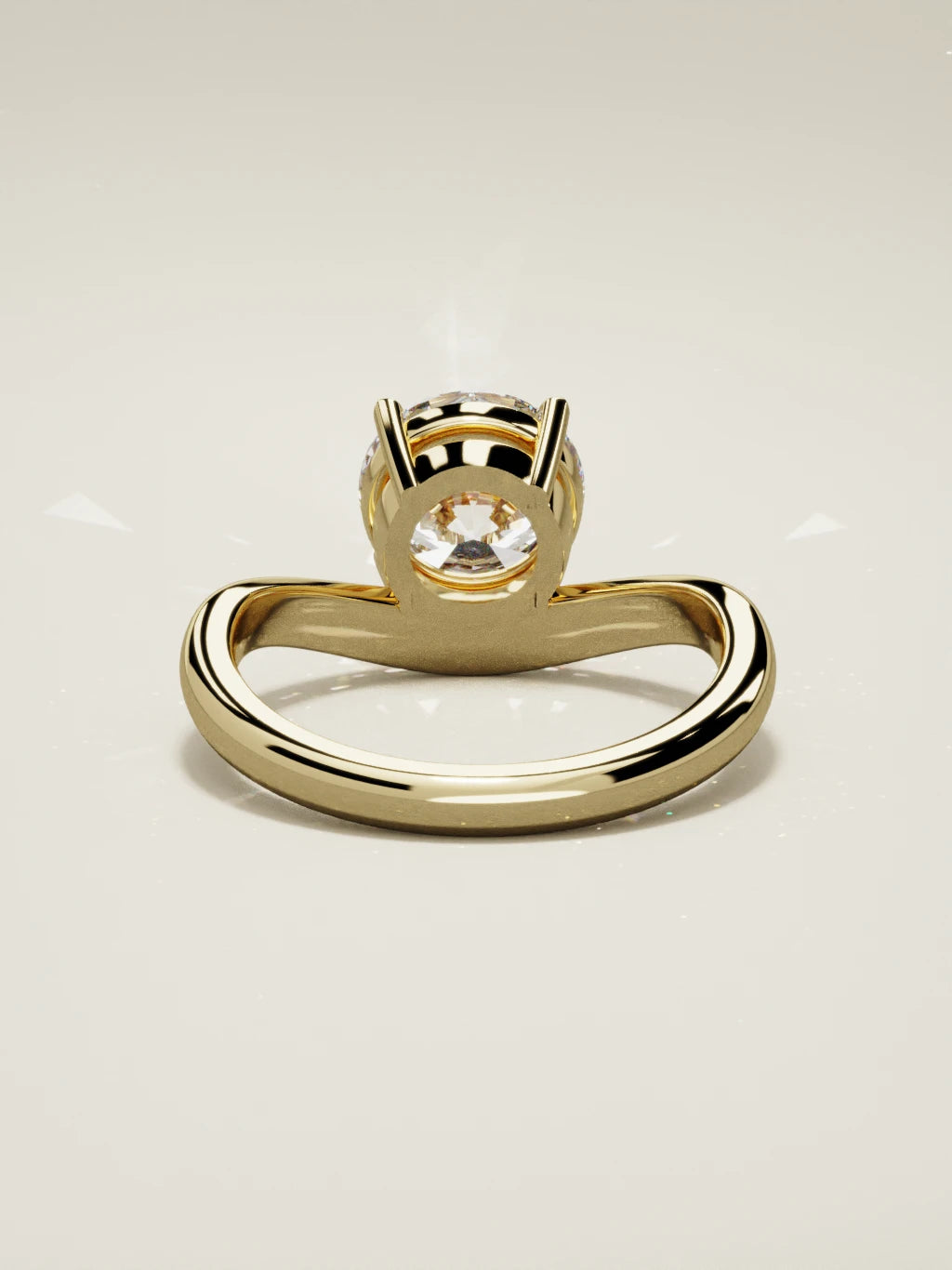 The Arco round lab-grown diamond solitaire in 14K yellow gold, back view