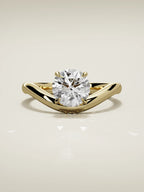 The Arco round lab-grown diamond solitaire in 14K yellow gold, front view