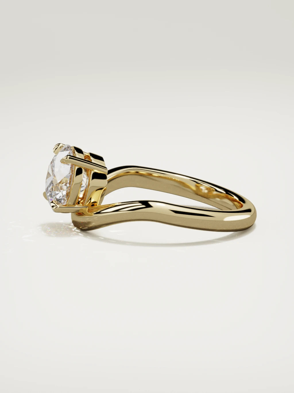 The Arco round lab-grown diamond solitaire in 14K yellow gold, side view