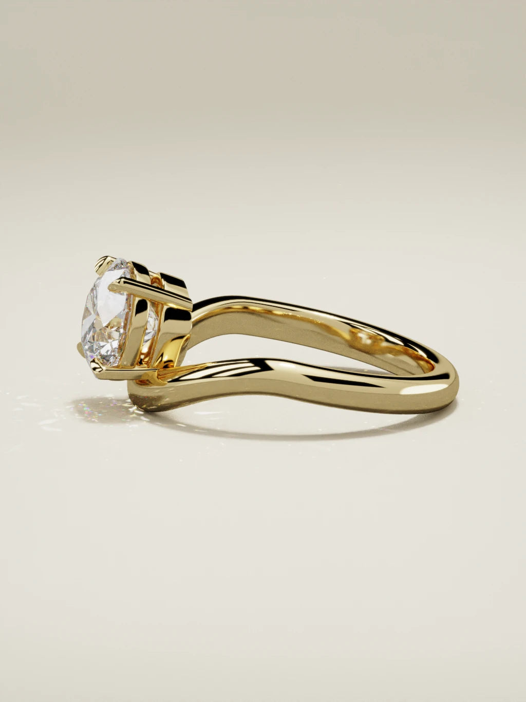 The Arco round lab-grown diamond solitaire in 14K yellow gold, side view