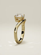 The Arco round lab-grown diamond solitaire in 14K yellow gold, standing front view