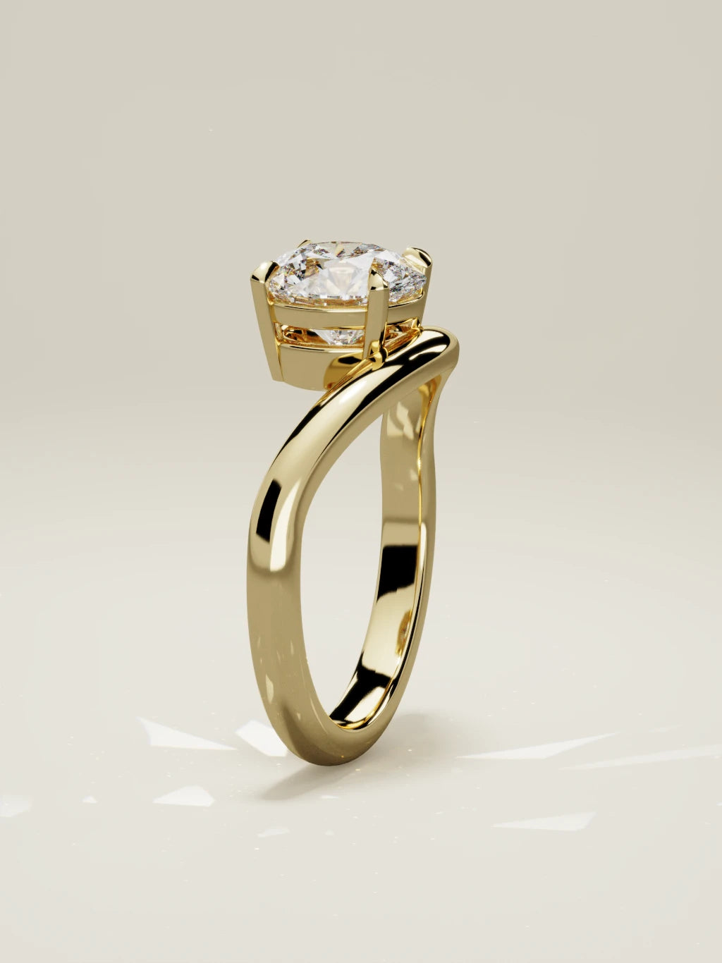 The Arco round lab-grown diamond solitaire in 14K yellow gold, standing front view