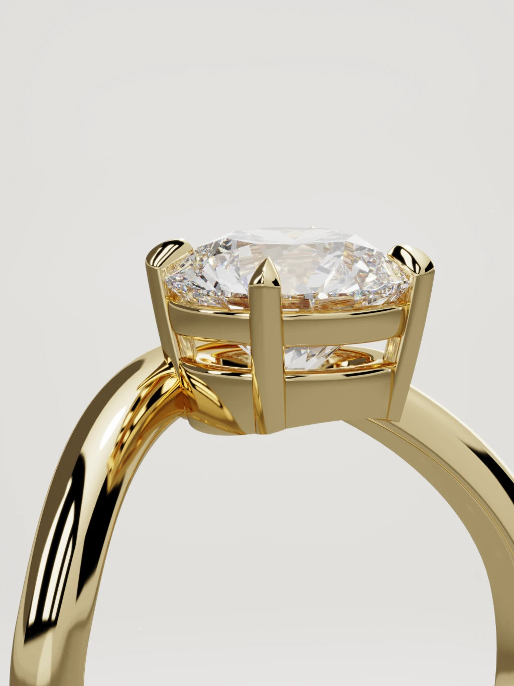 The Arco round lab-grown diamond solitaire in 14K yellow gold, standing three-quarter view
