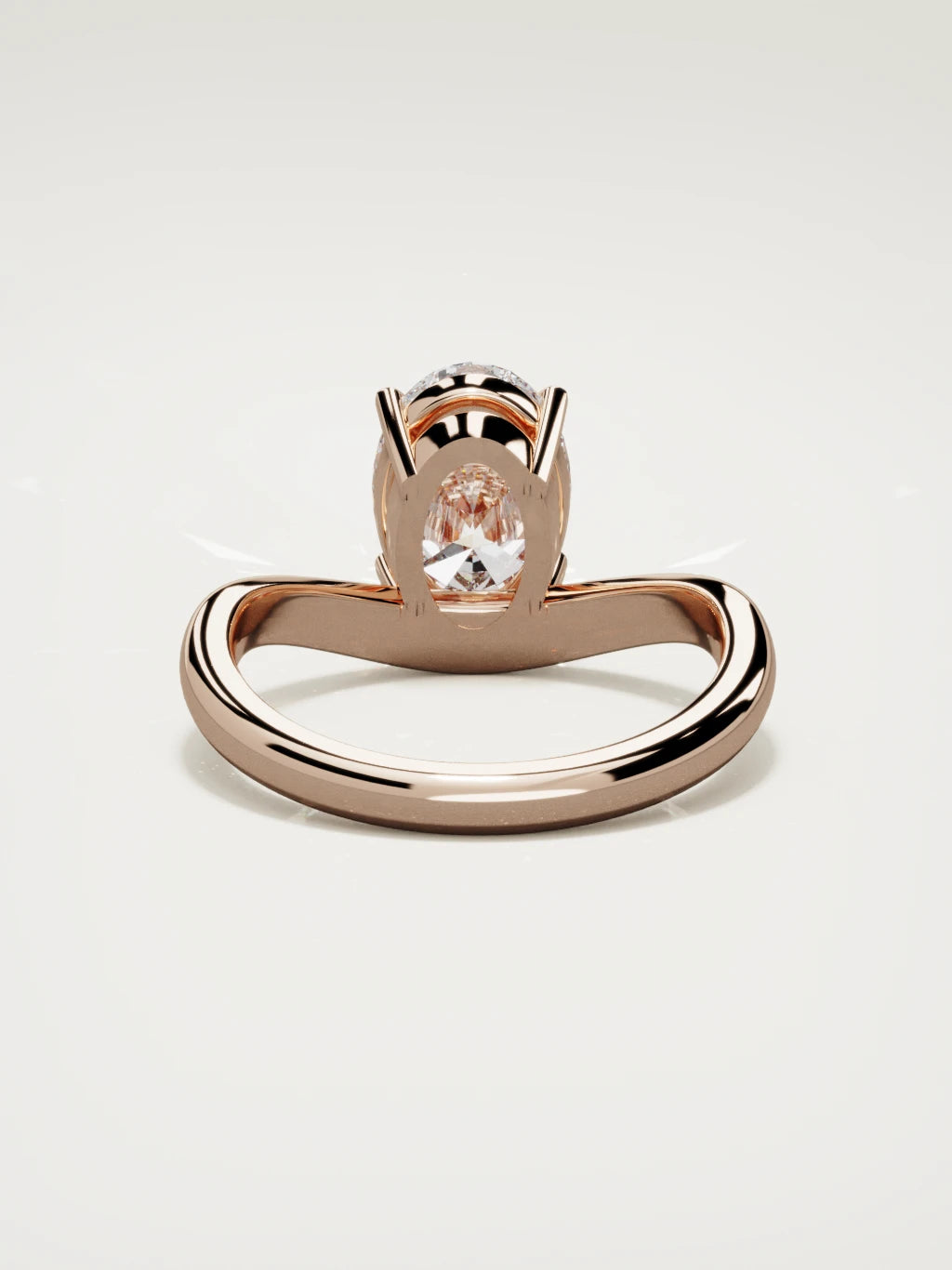The Arco oval lab-grown diamond solitaire in 14K rose gold, back view