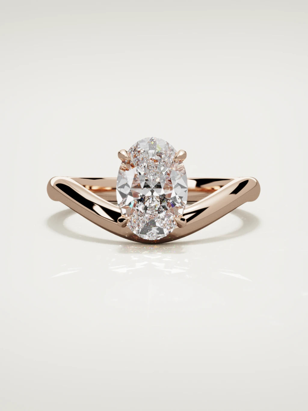 The Arco oval lab-grown diamond solitaire in 14K rose gold, front view