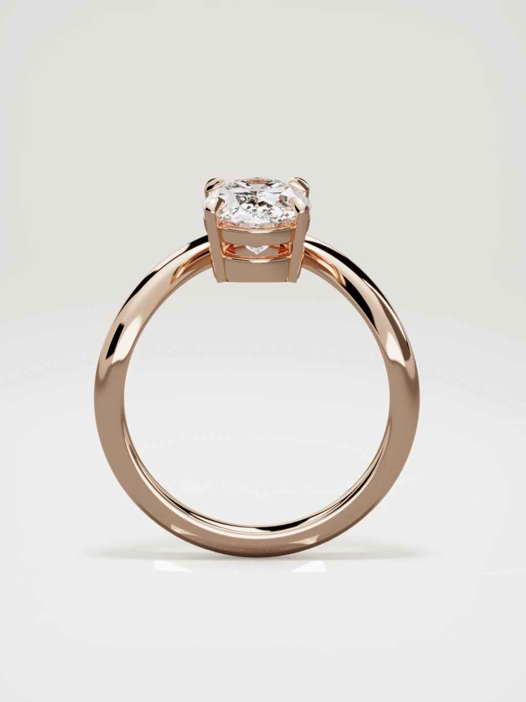 The Arco oval lab-grown diamond solitaire in 14K rose gold, standing front view