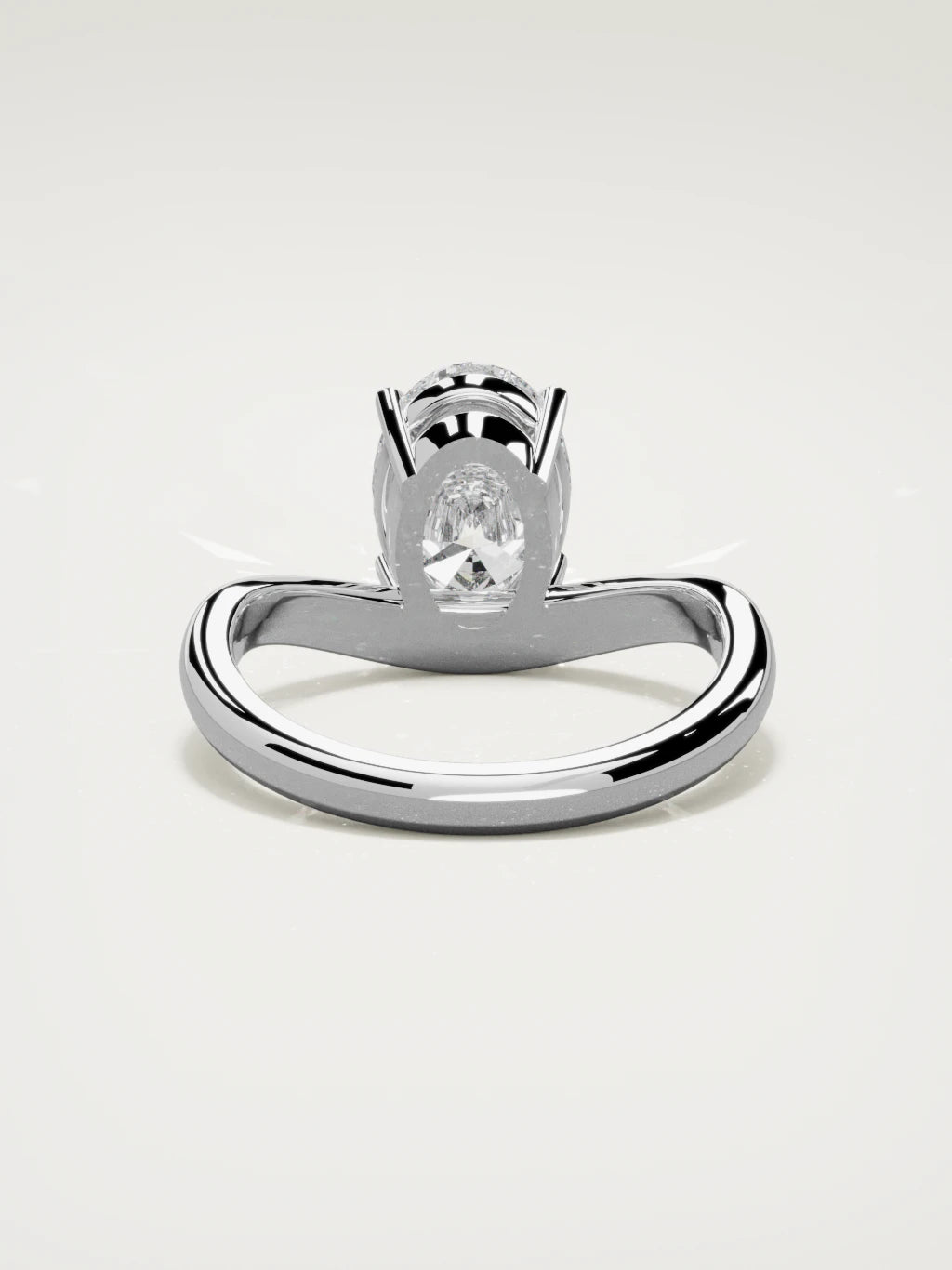 The Arco oval lab-grown diamond solitaire in 14K white gold, back view