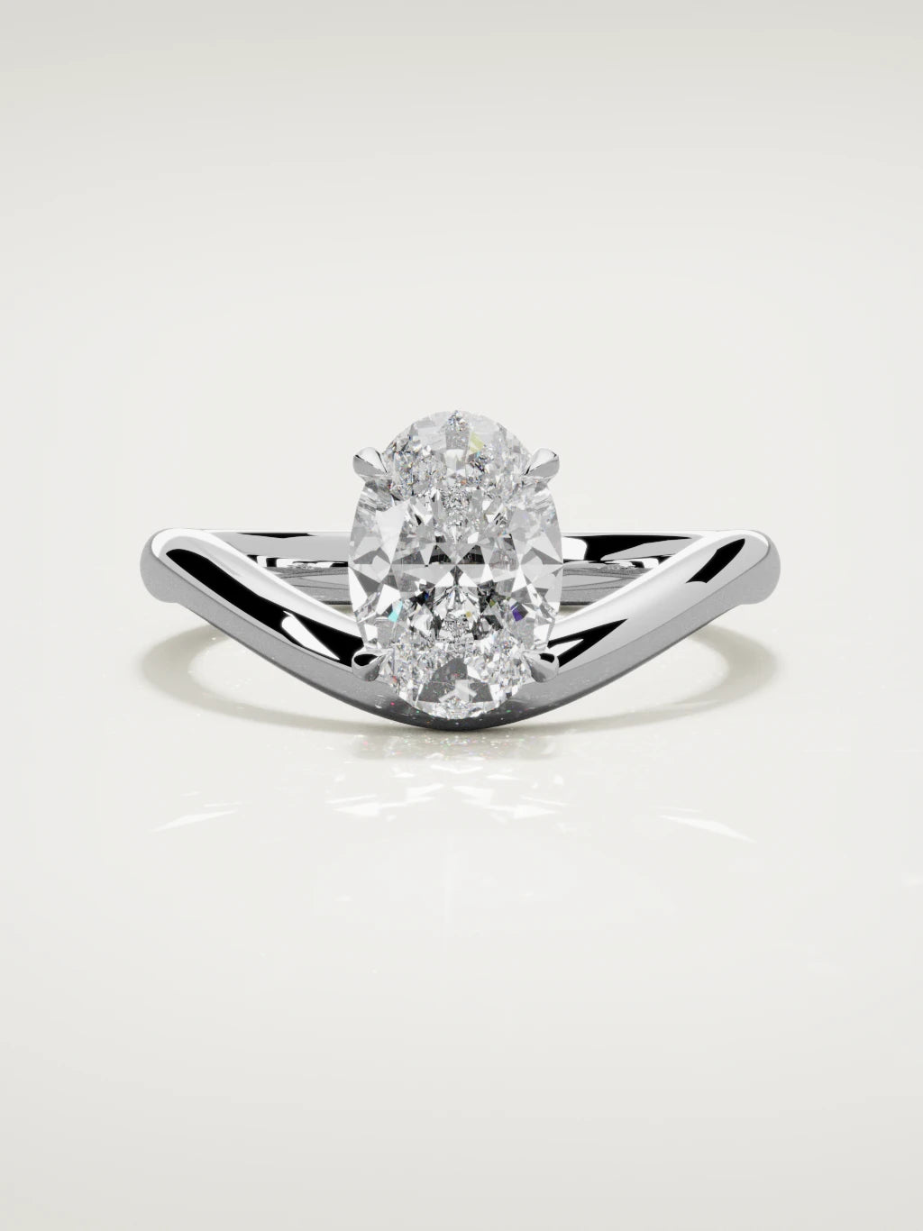 The Arco oval lab-grown diamond solitaire in 14K white gold, front view