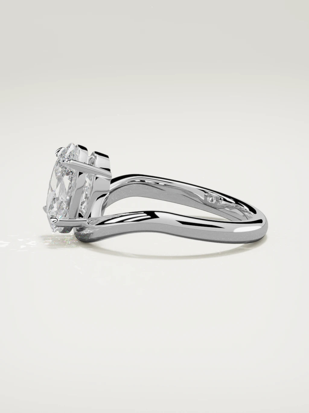 The Arco oval lab-grown diamond solitaire in 14K white gold, side view