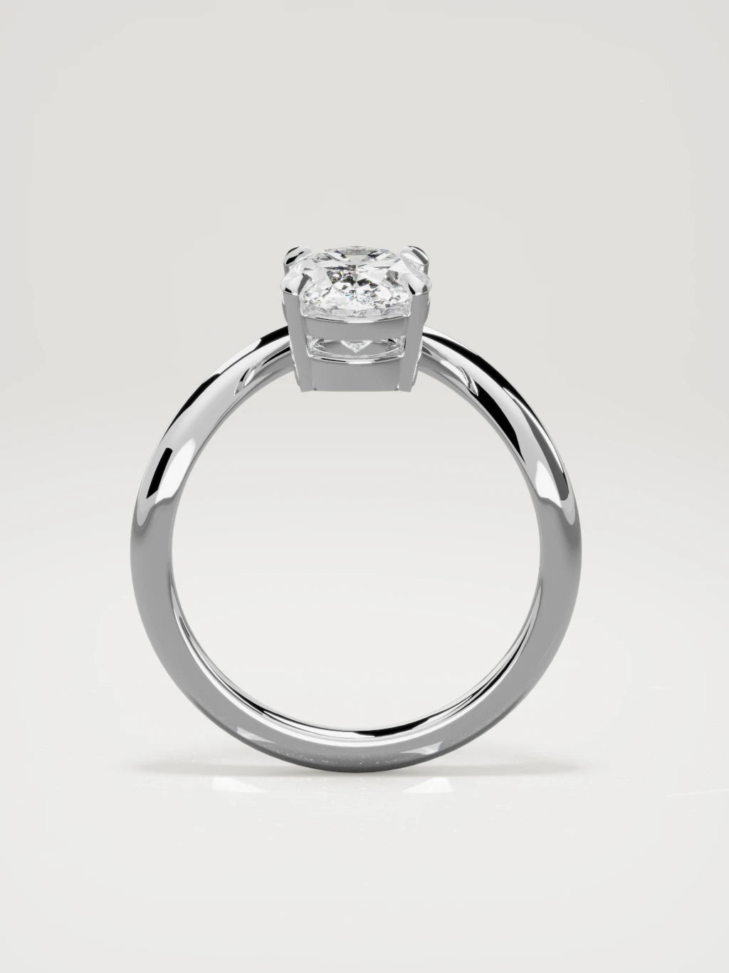The Arco oval lab-grown diamond solitaire in 14K white gold, standing front view