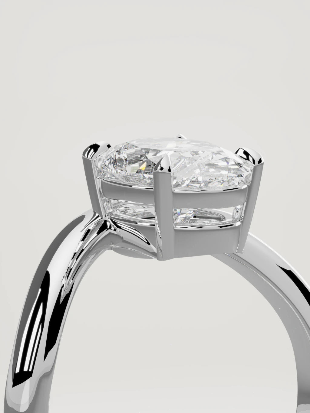 The Arco oval lab-grown diamond solitaire in 14K white gold, standing three-quarter view