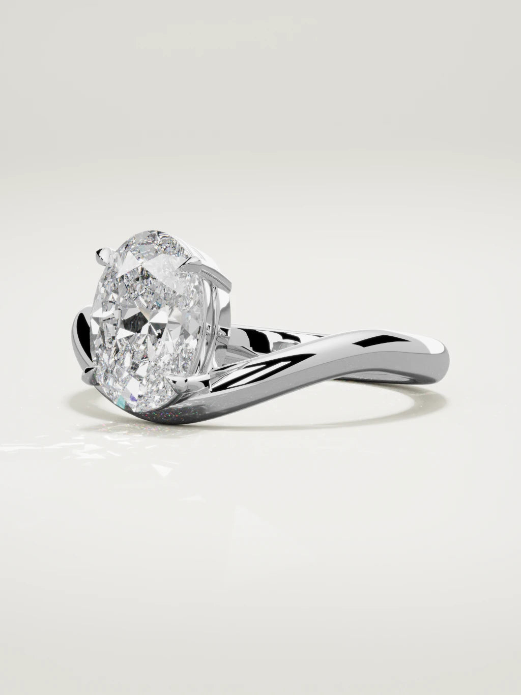 The Arco oval lab-grown diamond solitaire in 14K white gold, three-quarter view