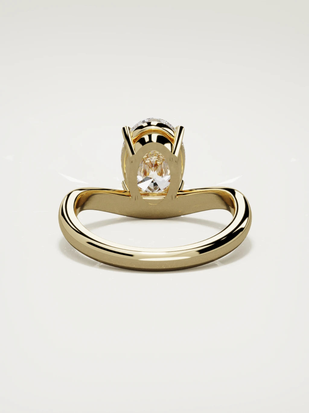 The Arco oval lab-grown diamond solitaire in 14K yellow gold, back view