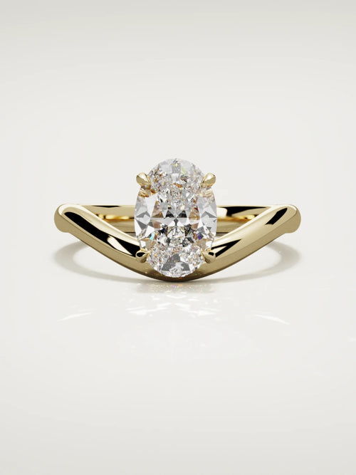 The Arco oval lab-grown diamond solitaire in 14K yellow gold, front view