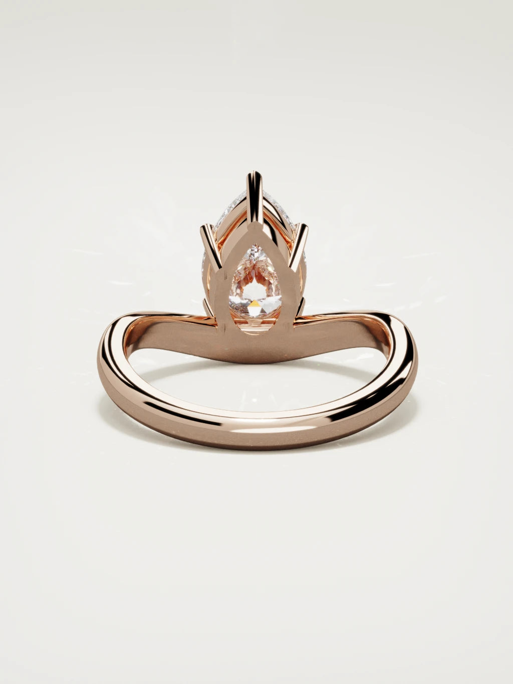 The Arco pear-shaped lab-grown diamond solitaire in 14K rose gold, back view