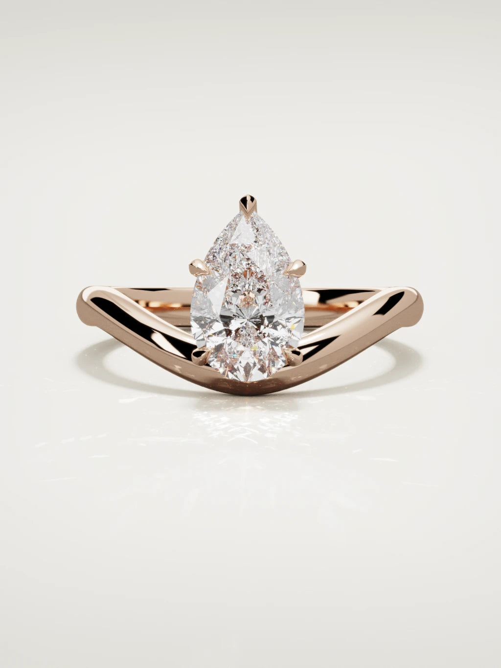 The Arco pear-shaped lab-grown diamond solitaire in 14K rose gold, front view