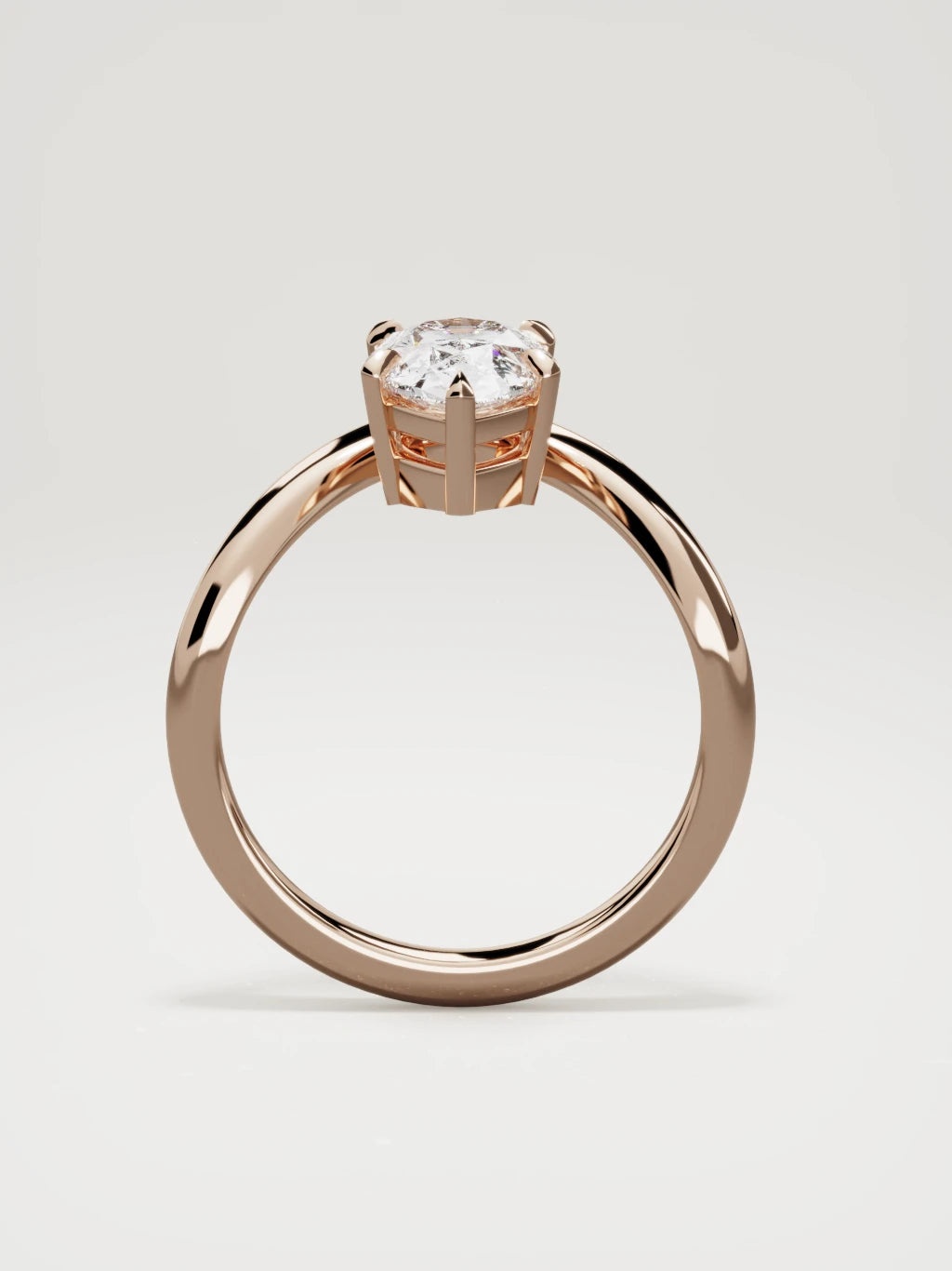 The Arco pear-shaped lab-grown diamond solitaire in 14K rose gold, standing front view