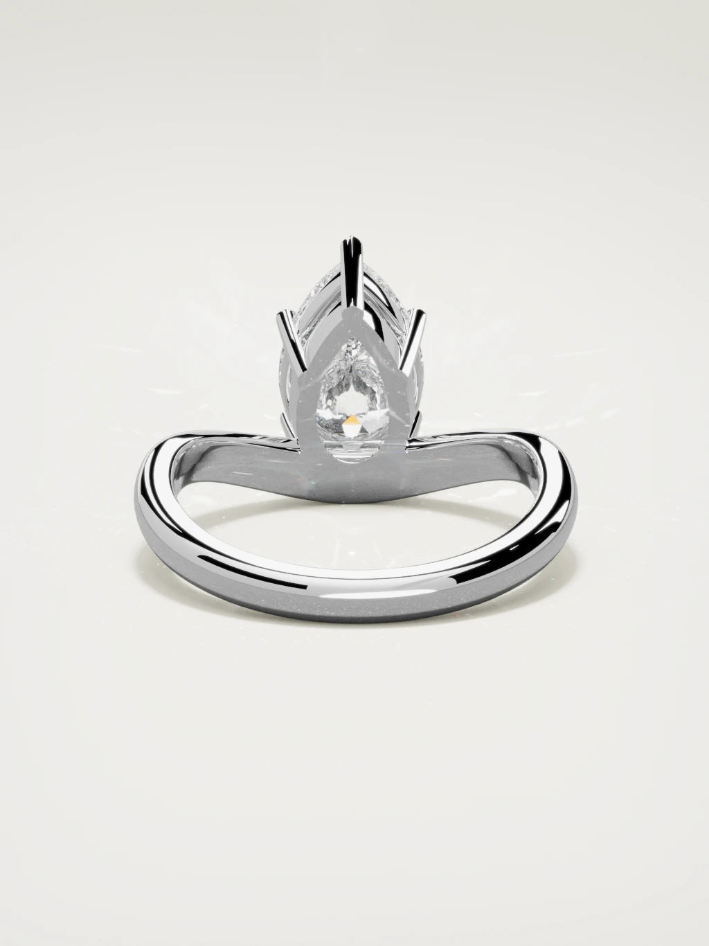 The Arco pear-shaped lab-grown diamond solitaire in 14K white gold, back view