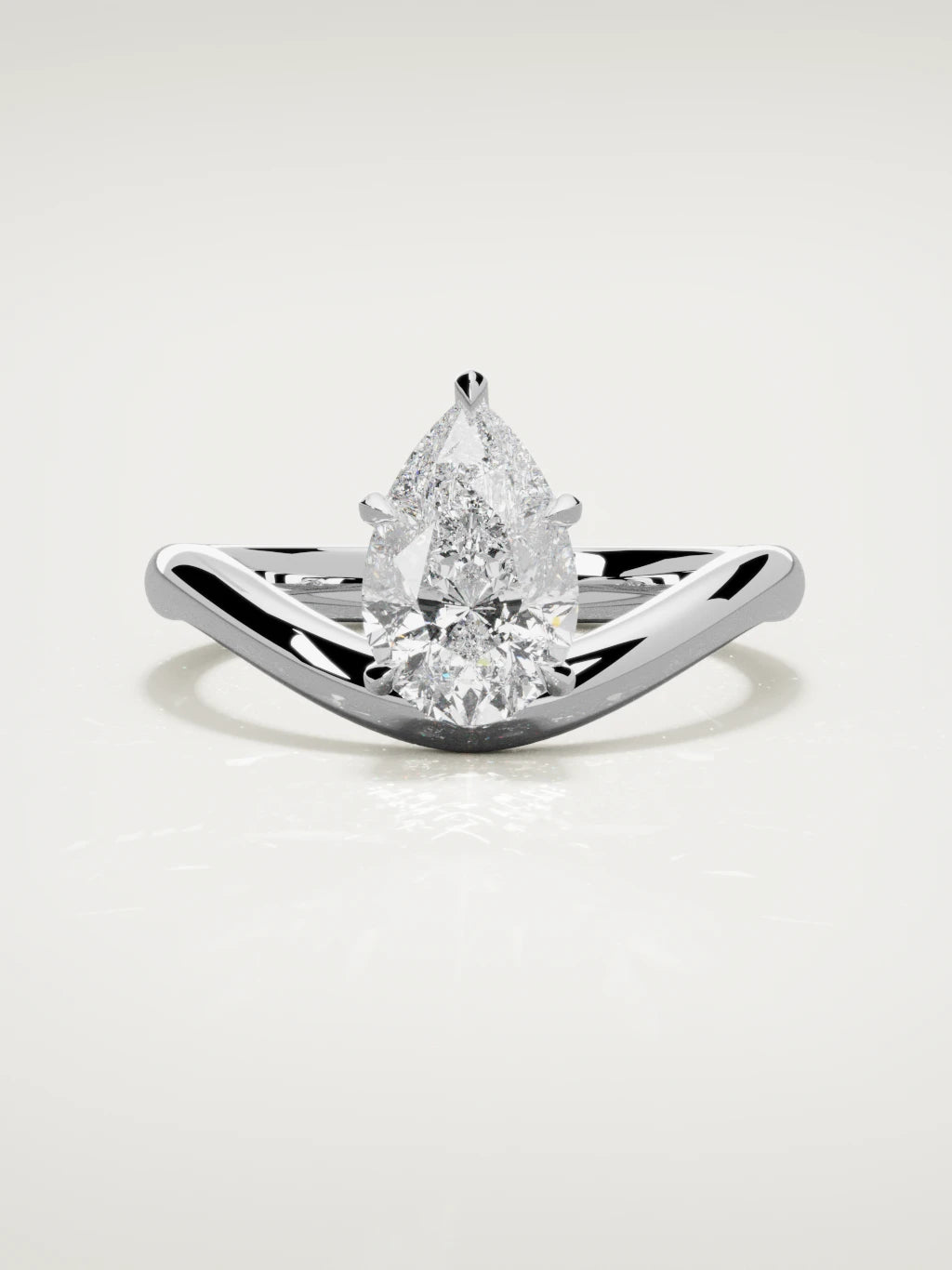 The Arco pear-shaped lab-grown diamond solitaire in 14K white gold, front view