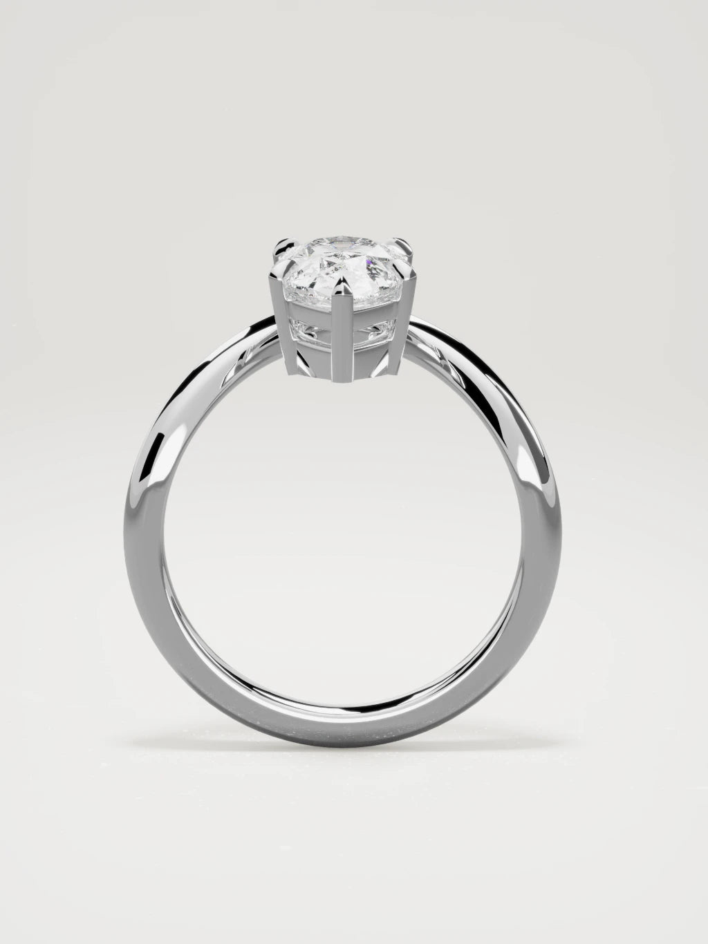 The Arco pear-shaped lab-grown diamond solitaire in 14K white gold, standing front view