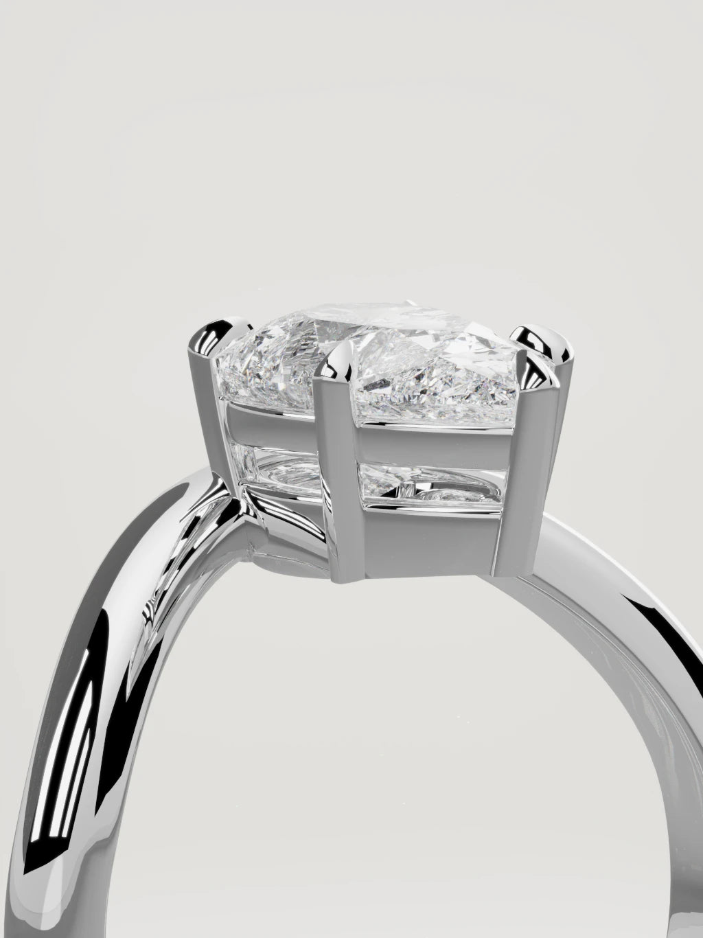 The Arco pear-shaped lab-grown diamond solitaire in 14K white gold, standing three-quarter view