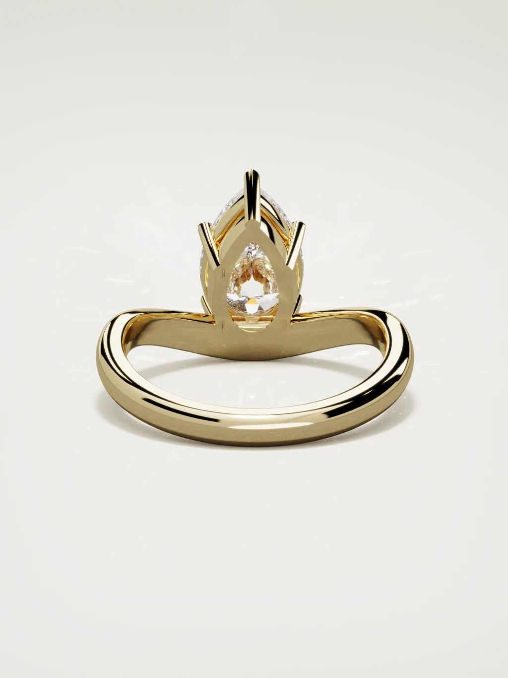 The Arco pear-shaped lab-grown diamond solitaire in 14K yellow gold, back view