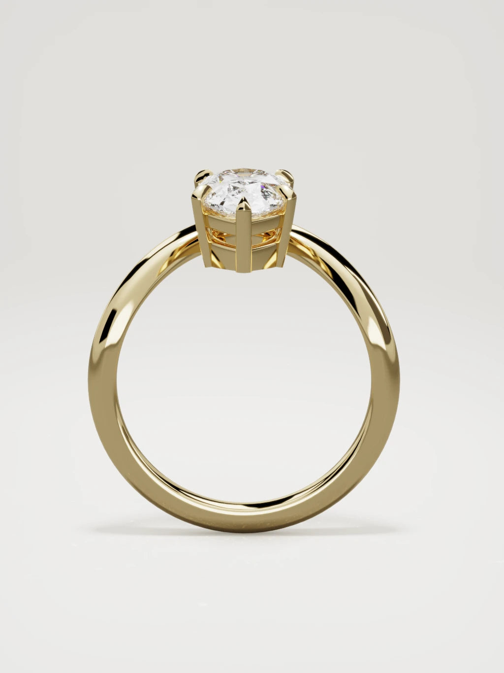 The Arco pear-shaped lab-grown diamond solitaire in 14K yellow gold, standing front view