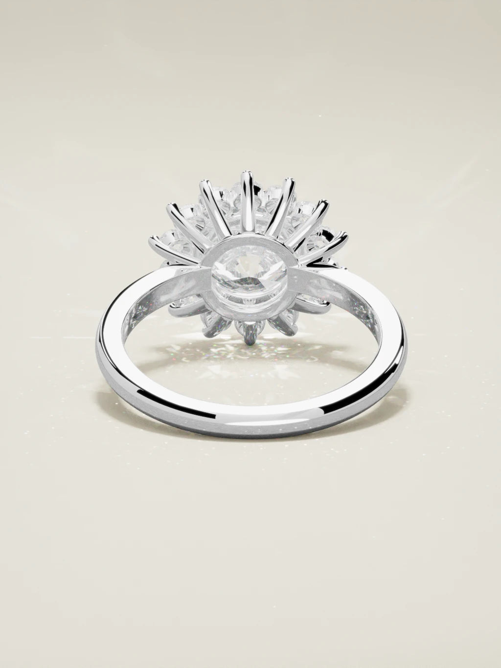 The Aura, solitario con diamante redondo de laboratorio en oro blanco 14K, vista trasera