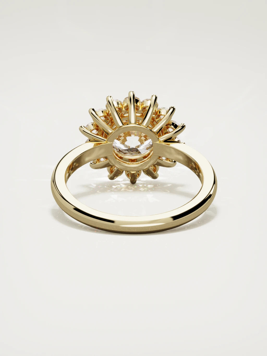 The Aura round lab-grown diamond solitaire in 14K yellow gold, back view