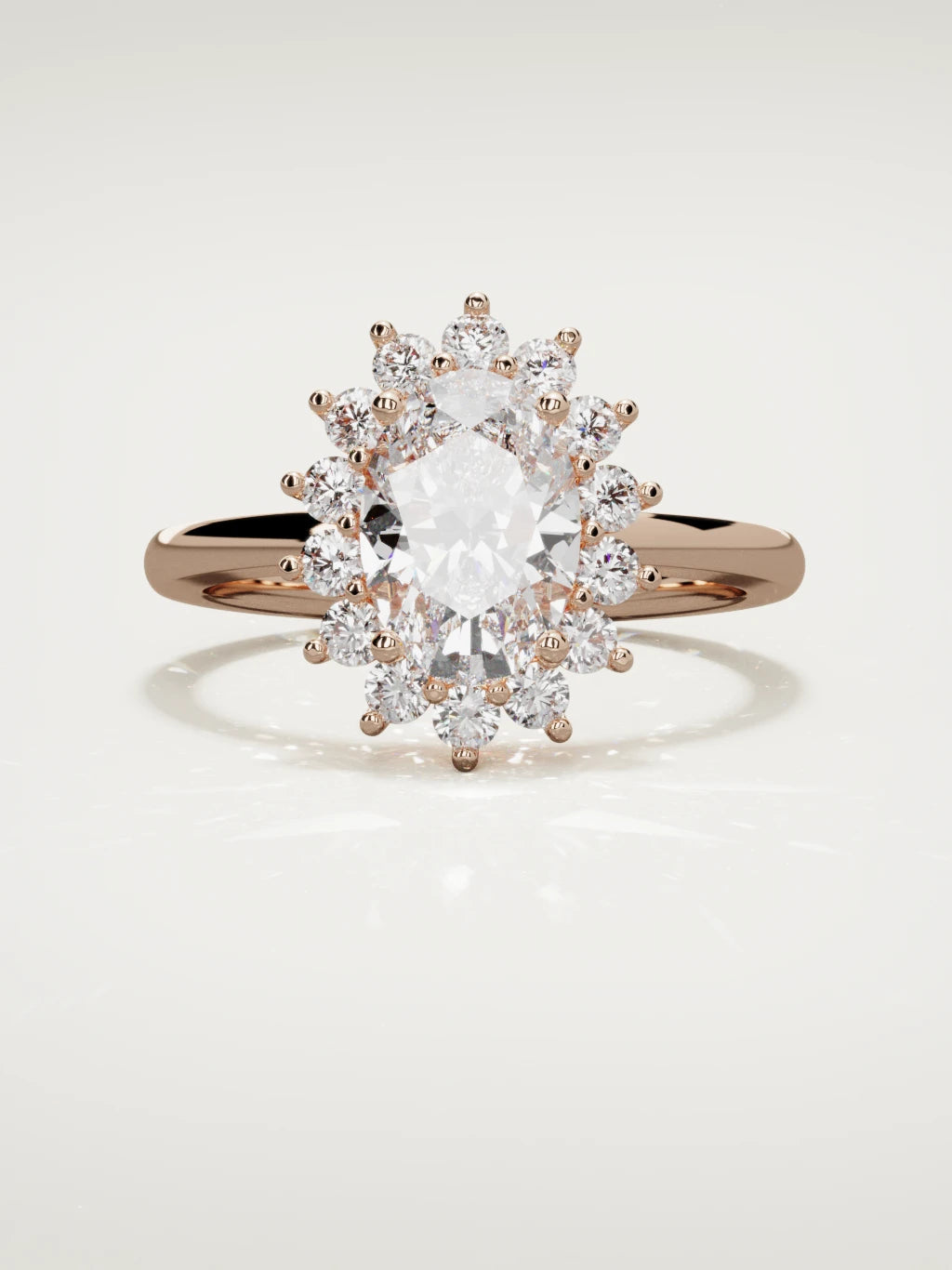 The Aura oval lab-grown diamond solitaire in 14K rose gold, front view