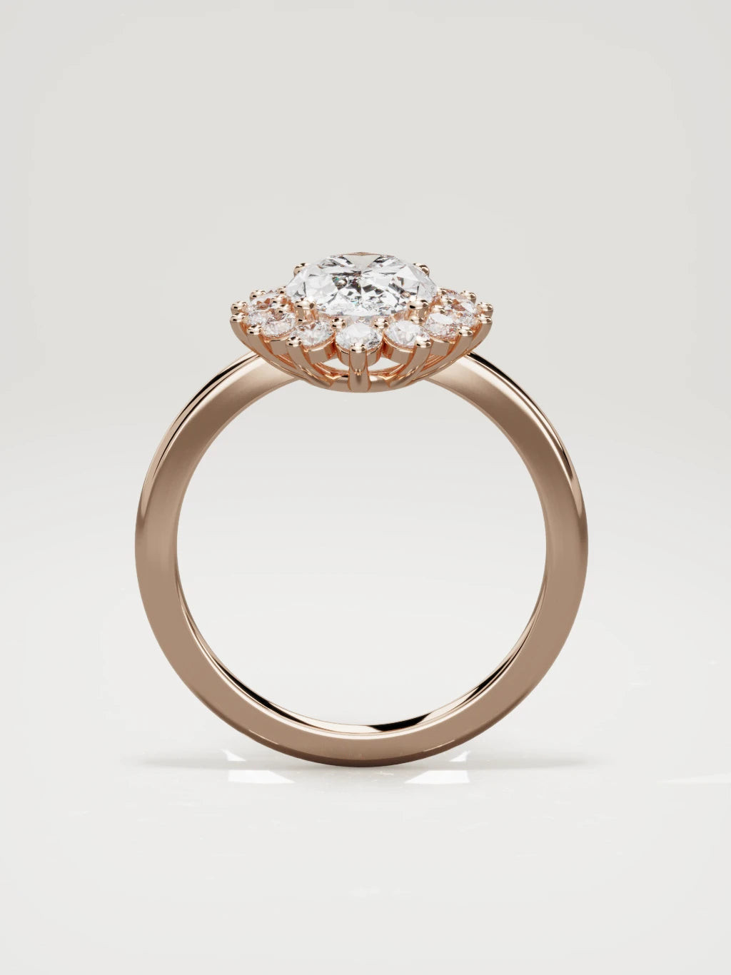 The Aura oval lab-grown diamond solitaire in 14K rose gold, standing front view