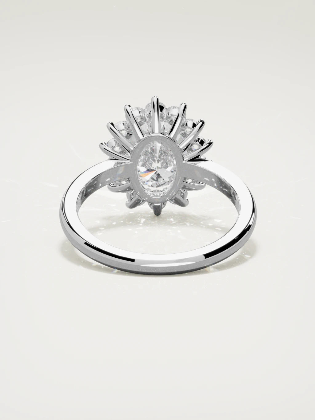 The Aura oval lab-grown diamond solitaire in 14K white gold, back view